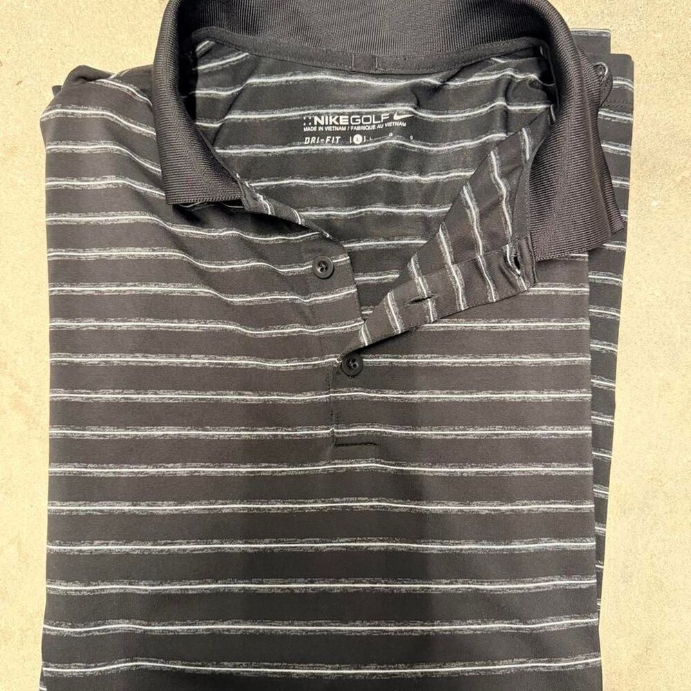 Nike Men's Grey and Black Polo-shirts